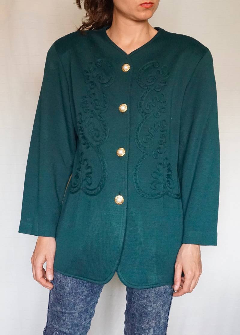 Vintage 80Er Strickjacke/Grün/Vintage-Knöpfe von NomassesVintage