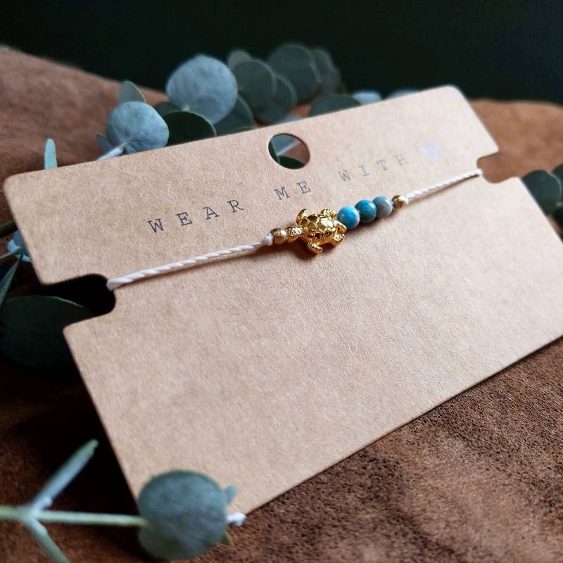 Filigranes Makramee Armband Mit Schildkröten-Anhänger & Edelsteinperlen - Verstellbarer Boho-Schmuck von NomiArtDE
