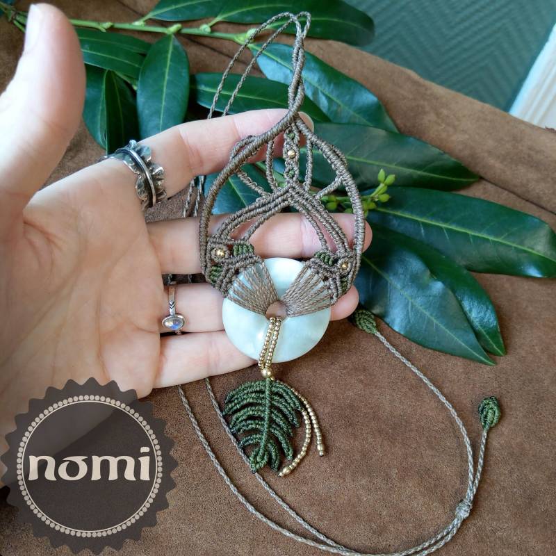 Jade Donut Makramee Kette Lang von NomiArtDE