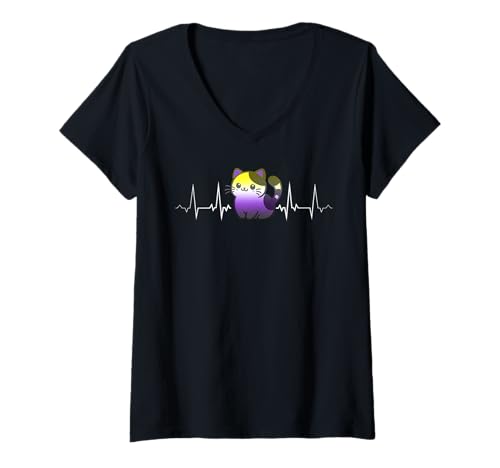 Damen Nonbinary Flagge Farben Stolz LGBTQ Non Binary T-Shirt mit V-Ausschnitt Damen Nonbinary Flagge Farben Stolz LGBTQ Non Binary T-Shirt mit V-Ausschnitt von Non Binary Pride Gift Ideas by Conreo