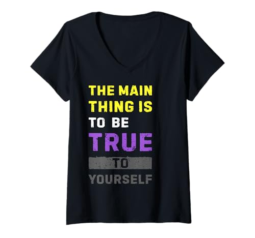 Damen Nonbinary Pride Farben Enby LGBTQ Non Binary Flagge T-Shirt mit V-Ausschnitt Damen Nonbinary Pride Farben Enby LGBTQ Non Binary Flagge T-Shirt mit V-Ausschnitt von Non Binary Pride Gift Ideas by Conreo
