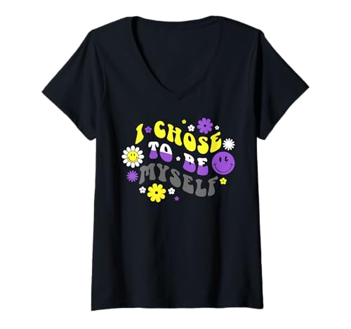 Damen Nonbinary Pride Farben Retro Enby LGBTQ Eigene Entscheidung T-Shirt mit V-Ausschnitt Damen Nonbinary Pride Farben Retro Enby LGBTQ Eigene Entscheidung T-Shirt mit V-Ausschnitt von Non Binary Pride Gift Ideas by Conreo