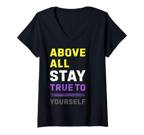 Damen Nonbinary Pride Flag Statement Non Binary Enby LGBTQ T-Shirt mit V-Ausschnitt Damen Nonbinary Pride Flag Statement Non Binary Enby LGBTQ T-Shirt mit V-Ausschnitt von Non Binary Pride Gift Ideas by Conreo