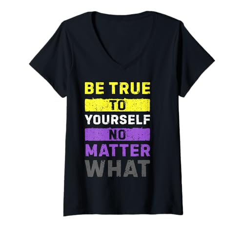 Damen Nonbinary Pride Statement Farben Enby LGBTQ Non Binary T-Shirt mit V-Ausschnitt Damen Nonbinary Pride Statement Farben Enby LGBTQ Non Binary T-Shirt mit V-Ausschnitt von Non Binary Pride Gift Ideas by Conreo