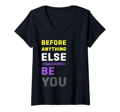 Damen Nonbinary Pride Statement LGBTQ Non Binary Flaggenfarben T-Shirt mit V-Ausschnitt Damen Nonbinary Pride Statement LGBTQ Non Binary Flaggenfarben T-Shirt mit V-Ausschnitt von Non Binary Pride Gift Ideas by Conreo
