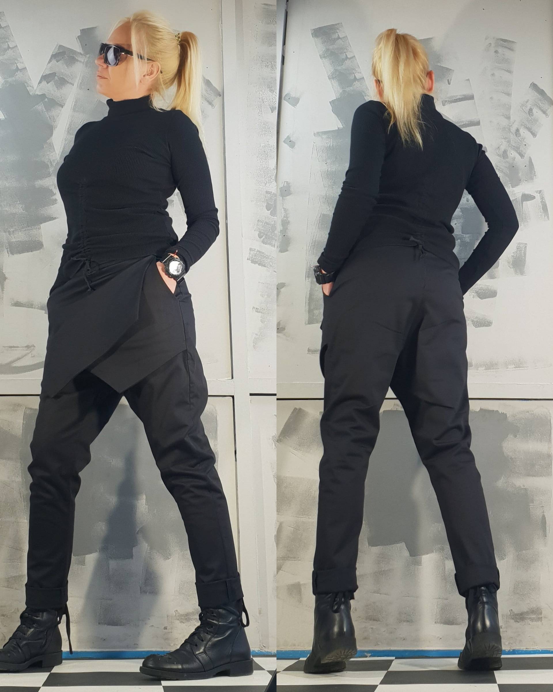 Damen Avantgarde Hose, Extravagante Gothic Casual Pants, Urban Black Pantsnonstandarddesign von NonStandardDesign