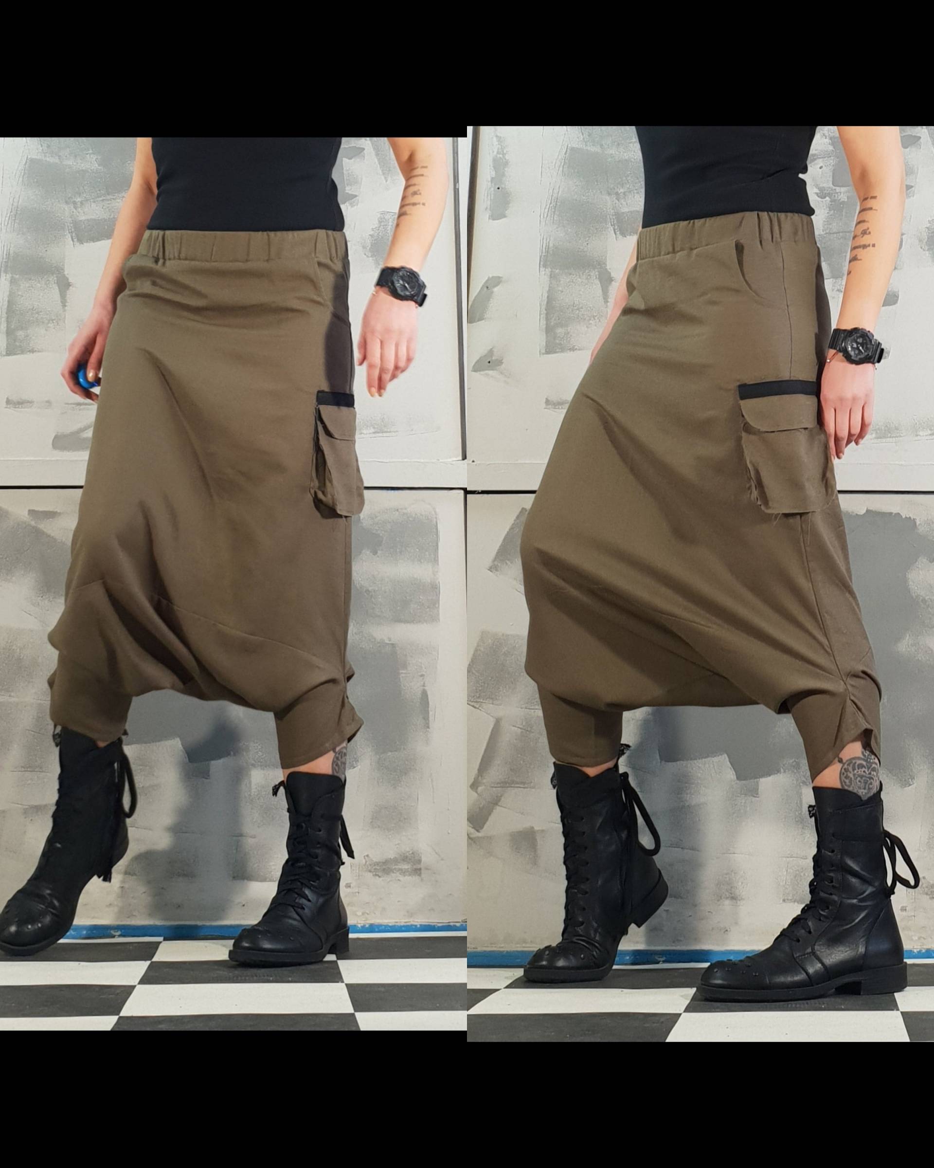 Neue Kollektion Extravagante Haremshose, Leinen Frauen Lose Leinenhose, Avantgarde Hose, Drop Crotch Hose von NonStandardDesign