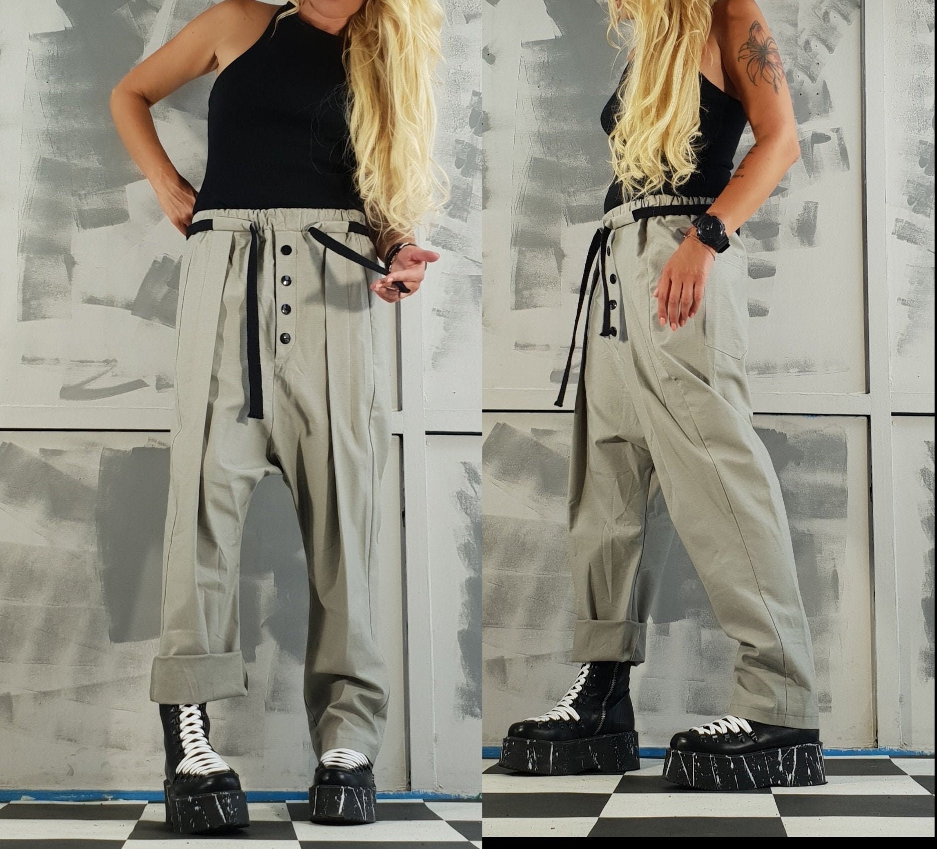 Neue Kollektion Extravagante Hosen, Frauen Haremshosen, Avantgarde Gothic Punk Baggy Loose Pants von NonStandardDesign