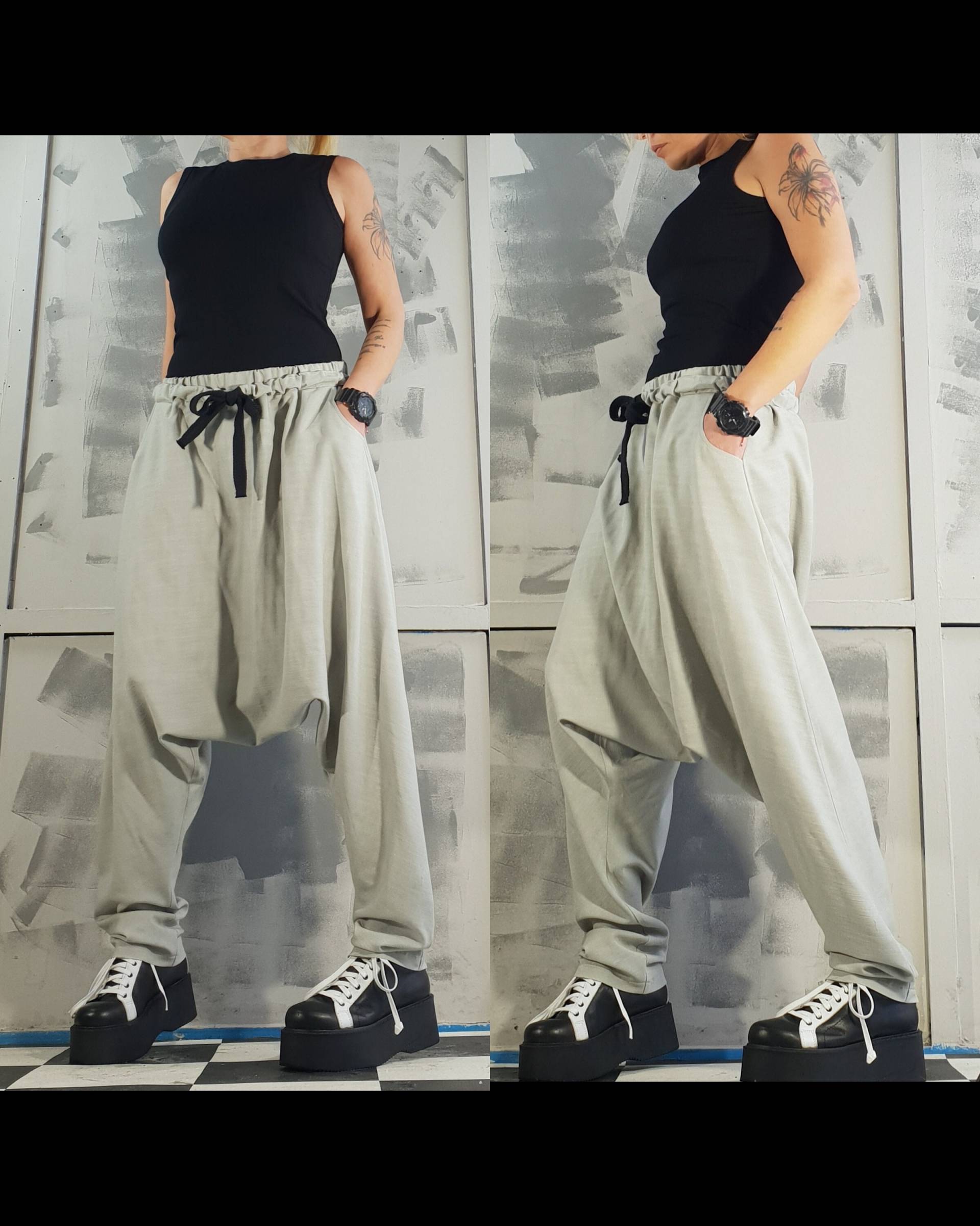 New Collection Leinen Extravagante Hose, Frauen Haremshose, Avant Garde Gothic Punk Baggy Loose Pants von NonStandardDesign