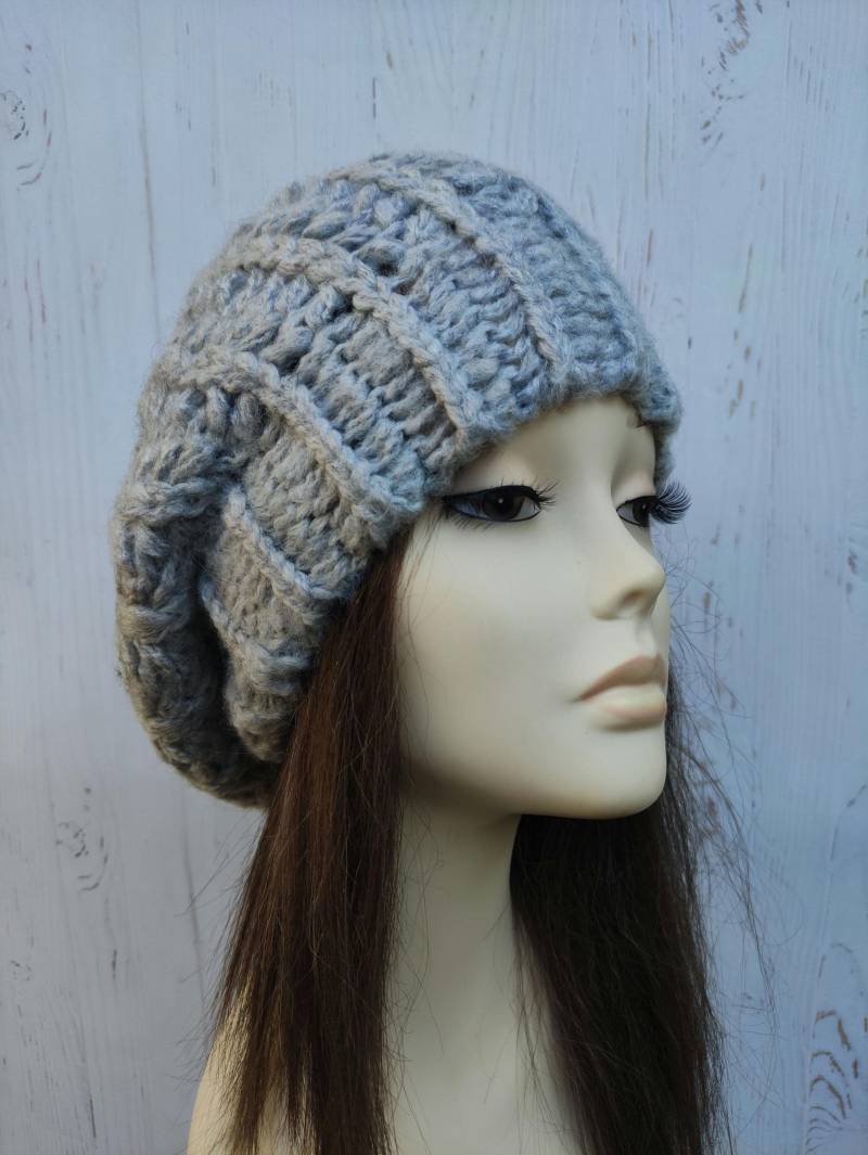 Slouchy Beanie Warm Und Gemütlich Hellbeige Super Slouchy Hat Frauen Dicke Strickmütze Warme Mütze Für Mädchen Teenager Wollstrickmütze One Size von NonStopKnit