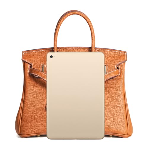 NonWoohdf Echtleder handgenähte Handtasche, Damen-Schlosshandtasche, Umhängetasche mit großem Fassungsvermögen, Golden Lock (Brown,Small) von NonWoohdf