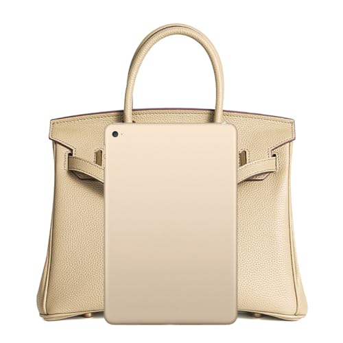 NonWoohdf Echtleder handgenähte Handtasche, Damen-Schlosshandtasche, Umhängetasche mit großem Fassungsvermögen, Golden Lock (Gray,Small) von NonWoohdf