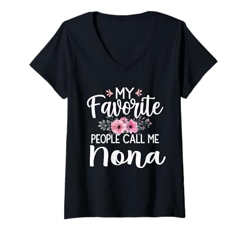 Damen Meine Lieblingsleute nennen Mich Nona Muttertag T-Shirt mit V-Ausschnitt von Nona Mother's Day Funny