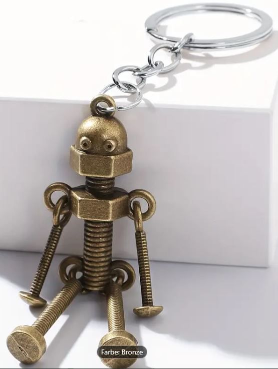 Vintage Roboter Schlüsselanhänger Steampunk 13 cm von Noname