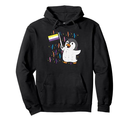 Pinguin Nonbinäre Flagge Cute Enby NB Pride LGBTQ Men Women Pullover Hoodie von Nonbinary Clothes LGBT Non Binary NB Enby Gifts