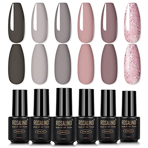 ROSALIND Gel Nagellack Set 6 Nude farben Schellack Gel Gellack Set, Gel Nail Polish für Nagel Pastell Lack Akt Maniküre Design von ROSALIND