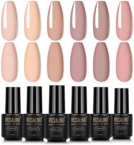 ROSALIND UV Nagellack Gel 7ml Nude farben Set,Gel Nail Polish für Nagel Design 6pcs Schellack Nagellack Starter set von ROSALIND