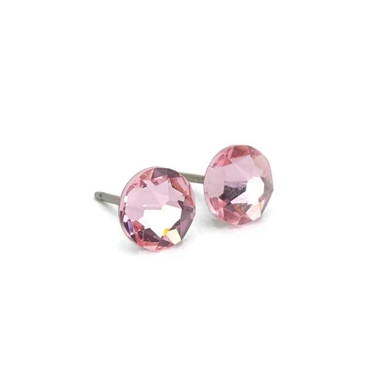 Light Rose Studs, Pure Titanium Post Ohrringe, Pink Crystal Posts Hypoallergene Nickelfreie Ohrstecker Für Empfindliche Ohren Nicht Allergen von NonitaJewelry