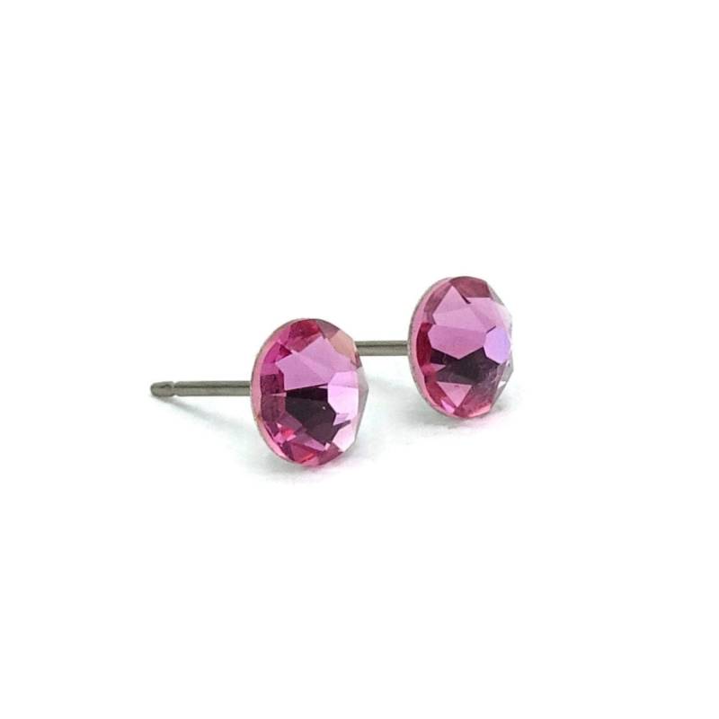 Rose Pink Posts Reine Titan Ohrstecker, 6, 5 Mm Kristall Nickel Frei Post Ohrringe, Hypoallergen Ohrstecker Für Empfindliche Ohren Nicht Allergisch von NonitaJewelry