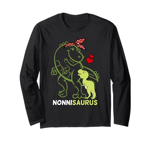Nonnisaurus Nonni Tyrannosaurus Dinosaurier Baby Muttertag Langarmshirt von Nonni of 1 Dinosaur Grandmother