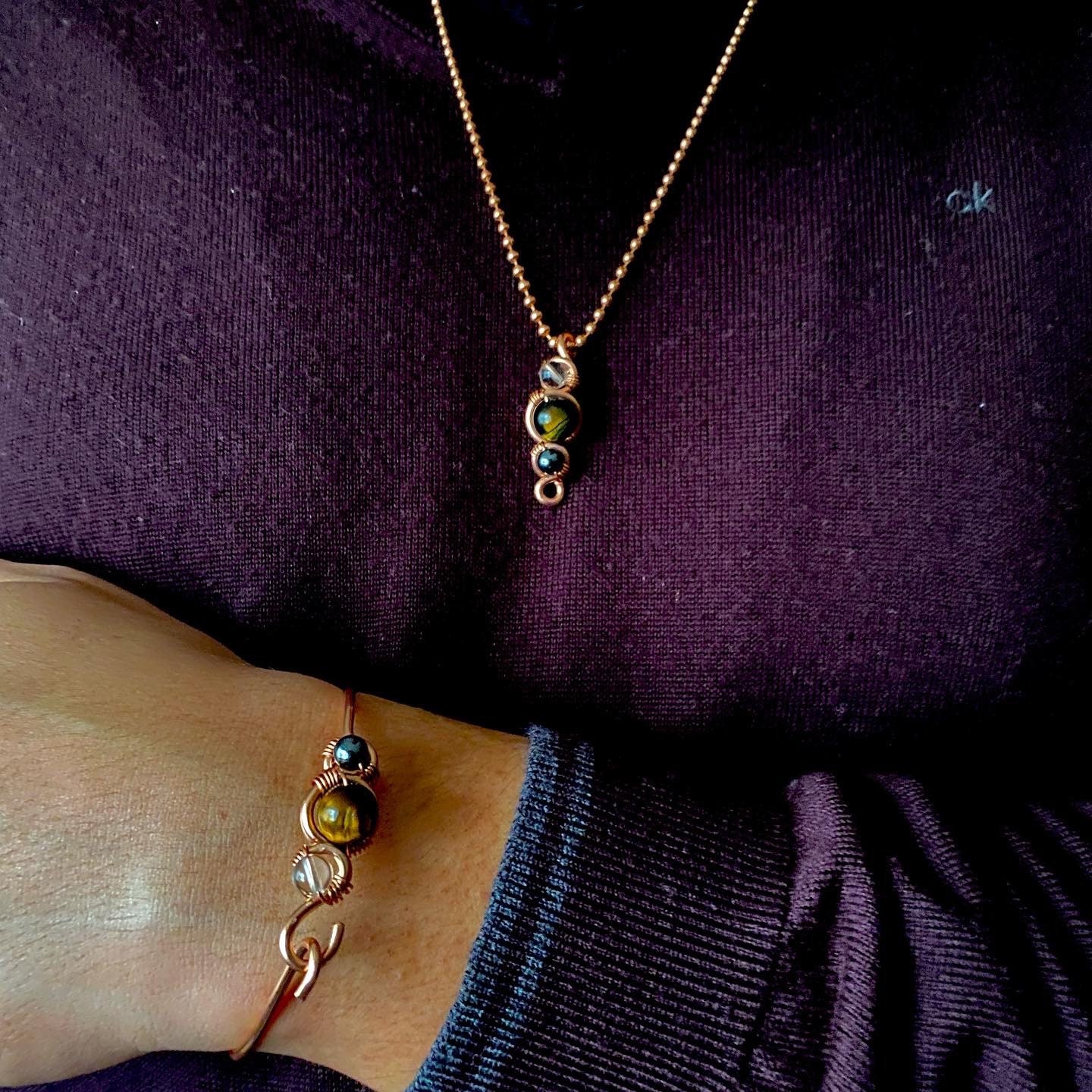 Herren Schmuckset | Chakra Quarz Tigerauge Hämatit Halskette Und Armband Geschenkset von Nontle