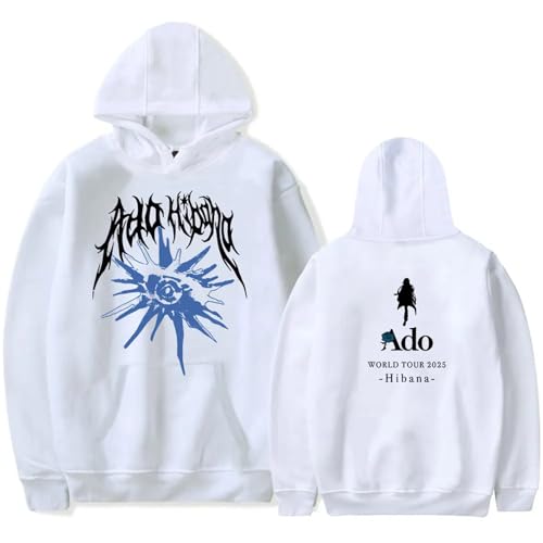 ADO Hibana Tour Merch Kapuzenpullover Herren Damen Unisex Vielseitig Oberteil Oversized Bedruckt Langarm Sweatshirt Straßenkleidung Pullover Hoodies XS~4XL-White||s von Noonocy