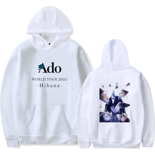 ADO Hibana World Tour Merch Kapuzenpullover Unisex Mode Langarm Pullover Sweatshirt Übergröße Hoodies Streetwear Für Frauen Männer-White||m von Noonocy