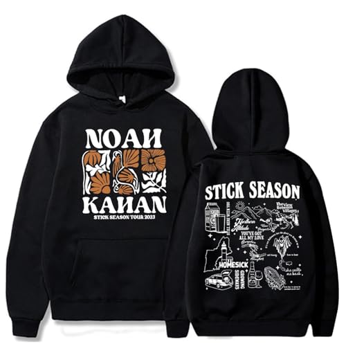 Noah Kahan Merch Kapuzenpullover Unisex Casual Pullover Top Bedruckte Mode Langarm Sweatshirt Übergroße Hoodie Für Männer Frauen XS~4XL-Black||s von Noonocy