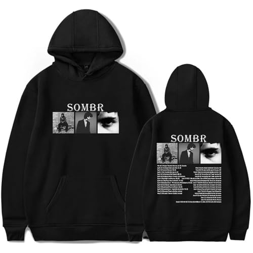 Noonocy Sombr Tour Merch Kapuzenpullover Männer Frauen Unisex Bedruckt Langarm Sweatshirt Mode Lässig Pullover Hoodie Straßenkleidung XS~4XL-Black||x_s von Noonocy