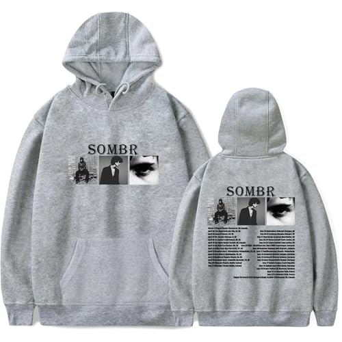 Noonocy Sombr Tour Merch Kapuzenpullover Männer Frauen Unisex Bedruckt Langarm Sweatshirt Mode Lässig Pullover Hoodie Straßenkleidung XS~4XL-Grey||m von Noonocy