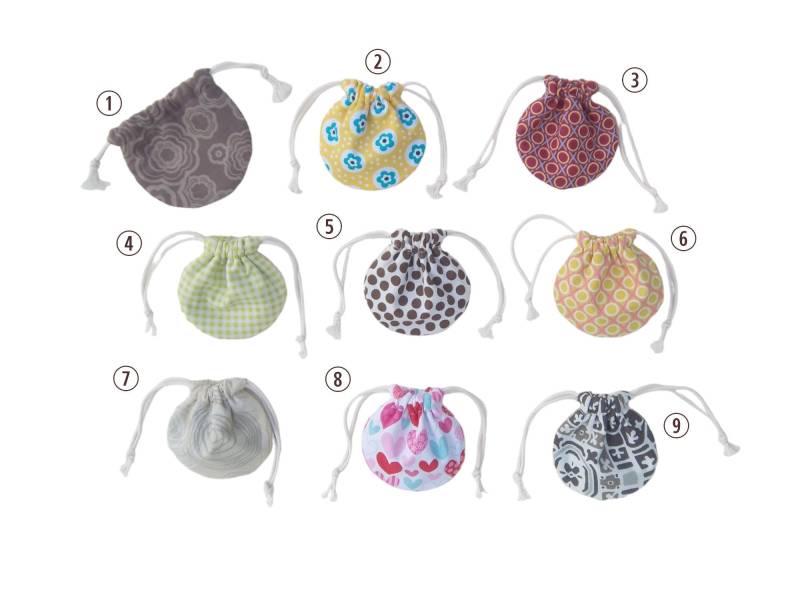 Mini Tasche Rundes Beutel Schmucktasche Ohrringbeutel Geschenktasche Krimskramsbeutel Ringtasche Kleingeldtasche Kopfhörertasche Baumwolle von NoooitStoffe