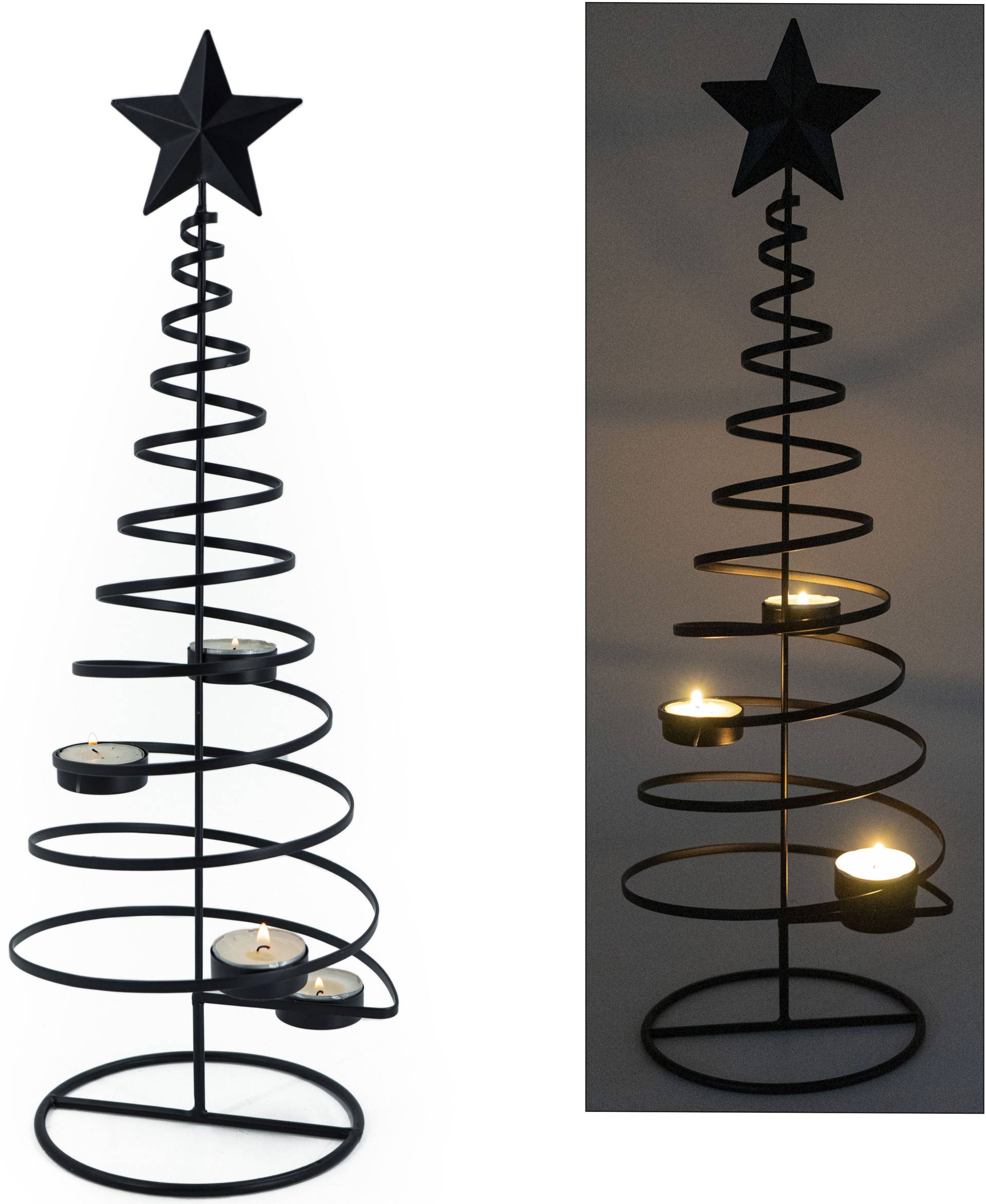 NOOR LIVING Kerzenhalter "Teelichthalter BAUM, aus Metall, mit Stern-Spitze" 4-flammig, Advendsleuchter, Höhe ca. 51 cm von Noor Living