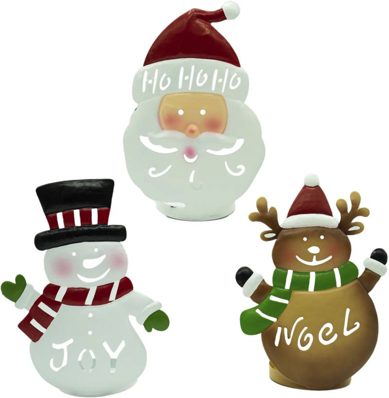 NOOR LIVING Teelichthalter "Kerzenhalter mit Weihnachtsmotiv" aus Metall, Höhe ca. 15,5 cm, Dekofigur von Noor Living