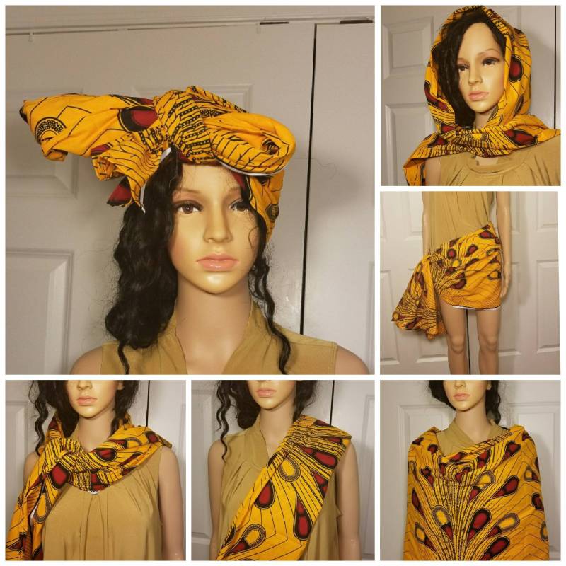 Ankara Kente Kopf Wickeln Schal African Print Kopftuch Vertuschung Geschenke Wickelrock Bohemien Strand von NooraAfric