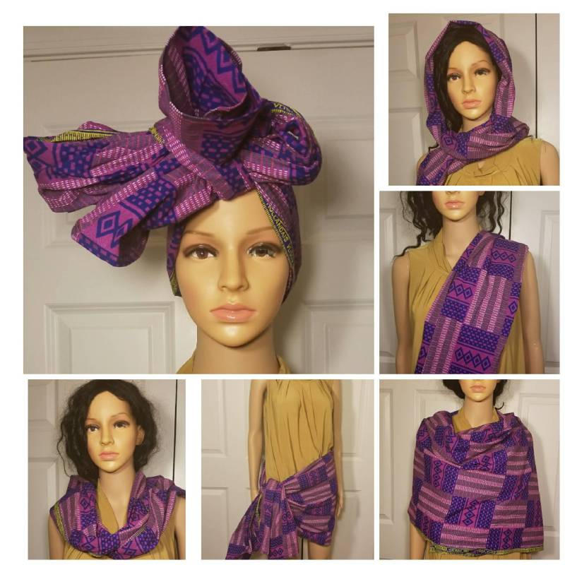 Ankara Kente Kopf Wickeln Schal African Print Kopftuch Vertuschung Geschenke Wickelrock Bohemien Strand von NooraAfric