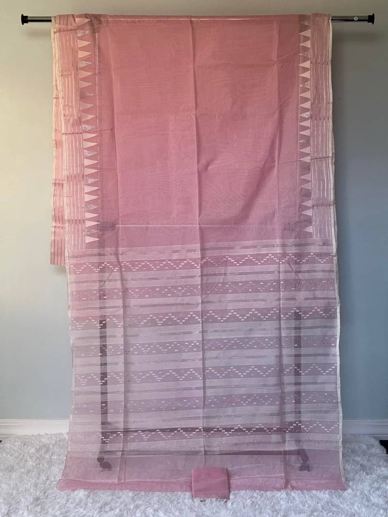 84 Stück Handgemachte Musselin Dhakai Baumwolle Jamdani Saree | Bluse Inklusive &pico Done von NoorsCollectionUSA