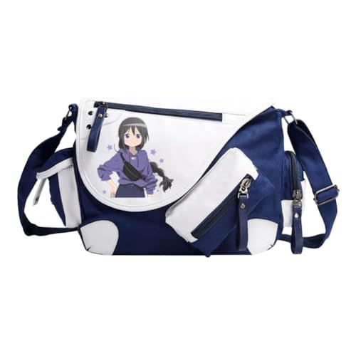 KanameMadoka Schultertasche Anime AkemiHomura/Miki Sayaka Umhängetasche Cartoon Messenger Bag für Frauen und Männer Große Tasche mit mehreren Fächern von Noowye