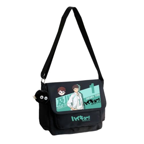 Noowye Hinata Shoyo Schultertasche Anime Kuroo Tetsurou Messenger Bag Tsukishima Kei Umhängetasche für Frauen und Männer - Große Tasche mit mehreren Fächern von Noowye