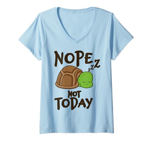 Damen Nope Not Today Sleeping Turtle Lazy Mood Lustiges Tier-Zitat T-Shirt mit V-Ausschnitt Damen Nope Not Today Sleeping Turtle Lazy Mood Lustiges Tier-Zitat T-Shirt mit V-Ausschnitt von Nope Not Today Chill Vibes Apparel