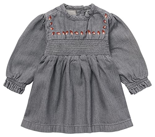 Noppies Baby - Mädchen Piger kjole Loa Kinderkleid, Grey Denim, 50 EU von Noppies