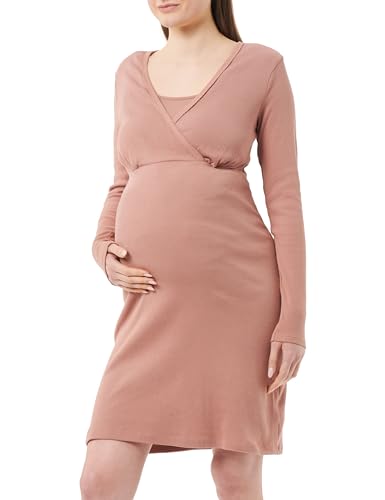 Noppies Maternity Damen Alisa Nursing Rib Pyjama Dress LS Nachthemd, Burlwood-N143, M/L von Noppies