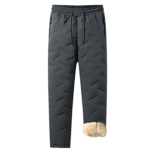 Nopuper Herren Winter Warm Sweatpants Fleece Sherpa gefütterte Trainingshose Active Thermo Jogginghose mit Reißverschlusstaschen, Dunkelgrau – unten offen, Groß von Nopuper