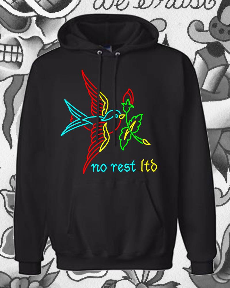 Bleiben Sie Hoch Mens Custom T-Shirt Neon Schwalbe Traditionelle Tattoo Flash Keine Rest Ltd von NorLtd