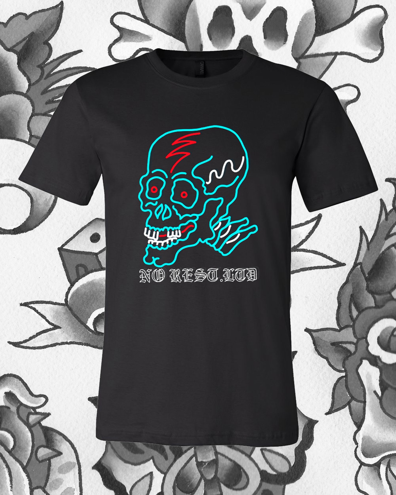 Lächeln Nun Ruhen Nie Mens Custom T-Shirt Skull Traditionelle Tattoo Flash Keine Rest Ltd Lächeln Nun Ruhen Nie Mens Custom T-Shirt Skull Traditionelle Tattoo Flash Keine Rest Ltd von NorLtd