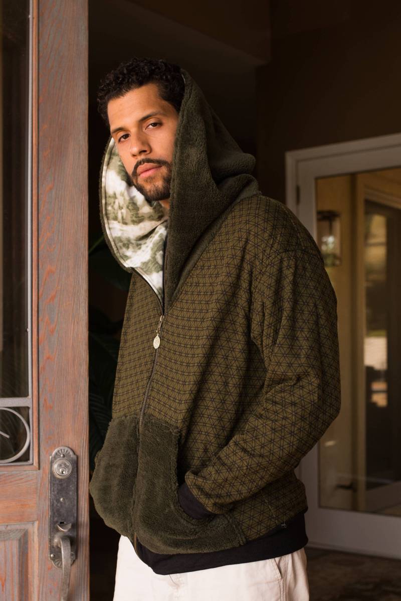 Unisex Hoodie Fleece Gefüttert Hoody Sweatshirt - Blume Des Lebens Reißverschluss Pull Playa Attire Burning Man Sacred Geometry Herren Sweater von NoralinaFreedom