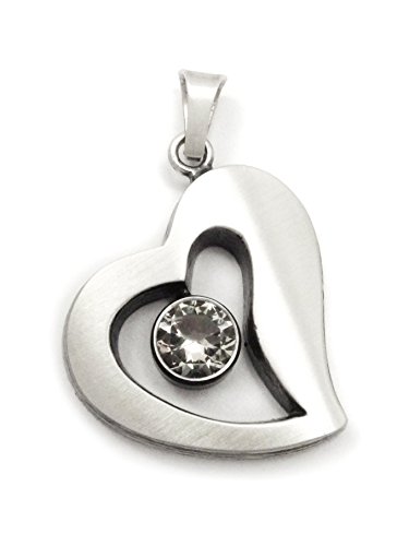 Nord-Form Durchbrochener Herz-Anhänger (37 x 25 mm) in 925/ Silber mit Bergkristall von Nord-Form