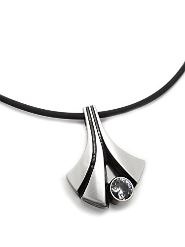 Nord-Form Gefächerter Anhänger (27x20mm) in 925/ Silber Anlaufgeschützt mit Bergkristall an 50 cm Venezianerkette von Nord-Form