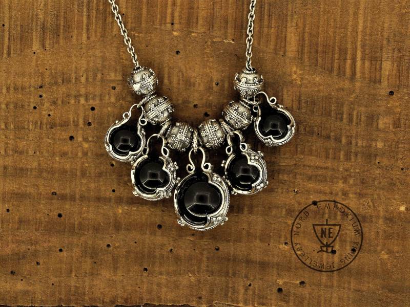 Gotland Onyx Kette Sterling Silber Schmuck Im Wikinger Stil von NordEmporium