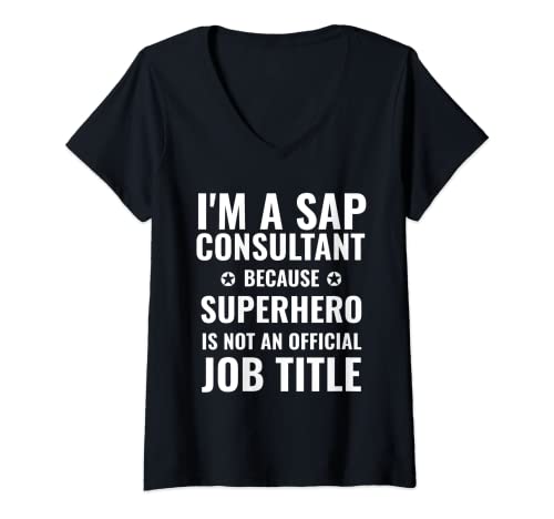Damen Fun SAP Consultant Superhelden Job Titel Witz T-Shirt mit V-Ausschnitt von NordNerdz