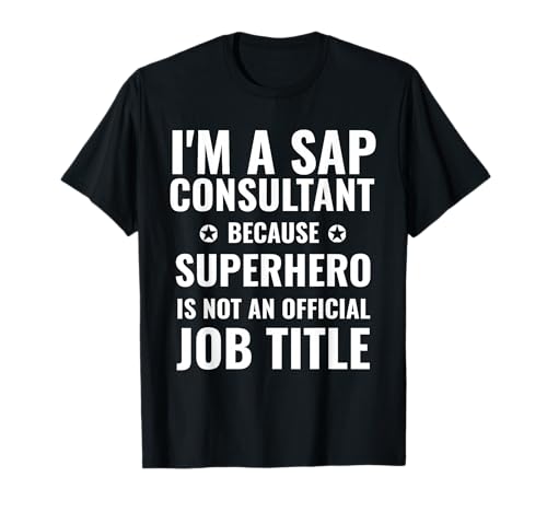 NordNerdz Fun SAP Consultant Superhelden Job Titel Witz T-Shirt für IT-Profis, Superhelden-Fans - Damen, Herren, Unisex Kinder - Schwarz, S von NordNerdz